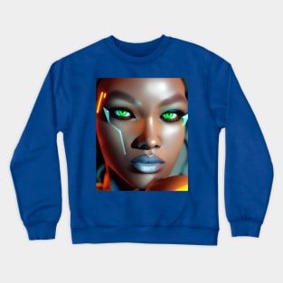 Cyberpunk Young Woman Crewneck Sweatshirt